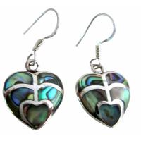 Cute Valentine Gift Abalone Heart Sterling Silver Earrings Inlay Gift
